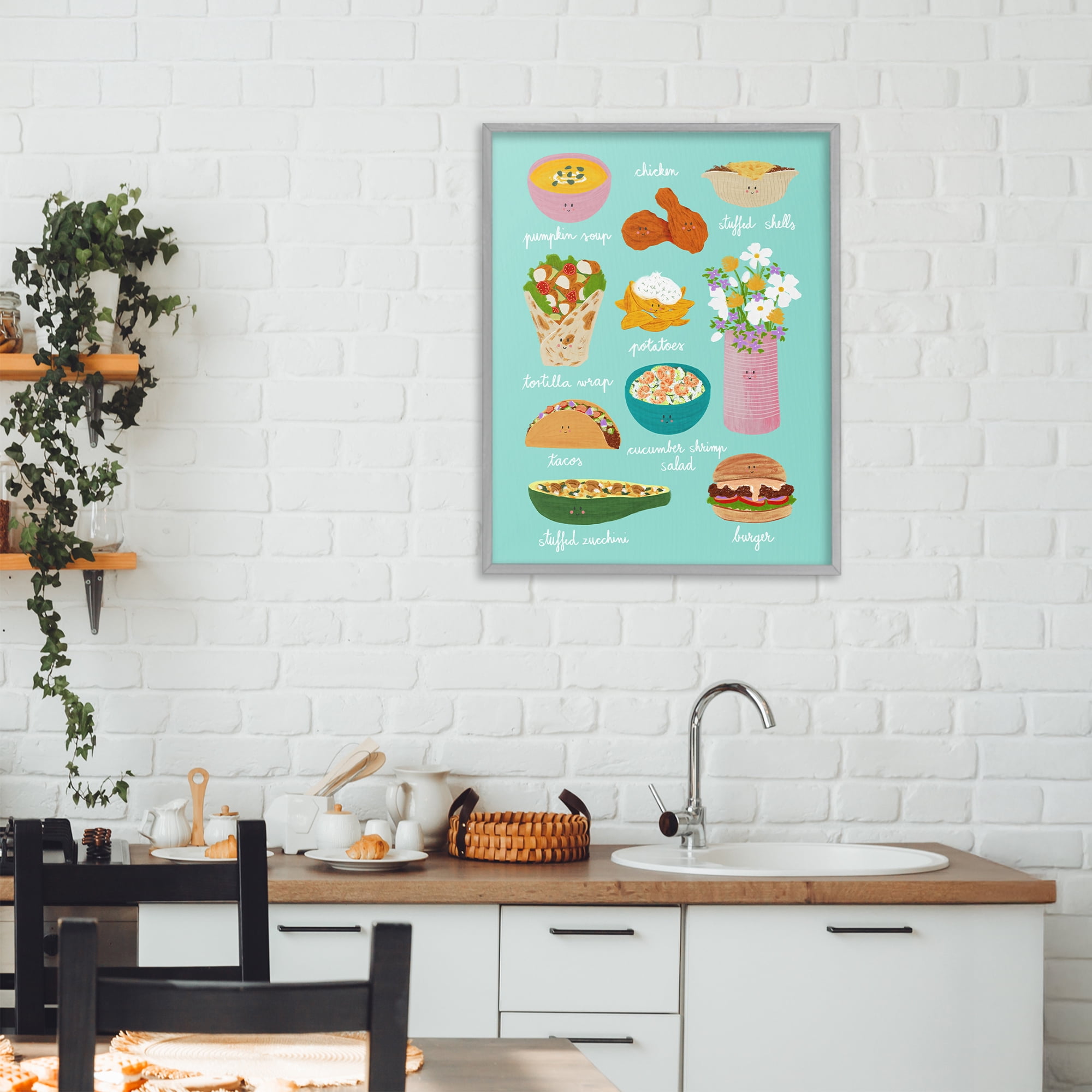 Stupell Industries Gourmet Lunch Food Collection Gray Framed Giclee Art, design by Metka Hiti