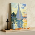thumbnail image 3 of Sailing Sailboat Canvas Wall Art for Living Room Bedroom Bathroom, Oil Painted Sunset Ocean Houses Canvas Art Wall Decor, Artwork for Walls Home Office Decor, 11"x14", 3 of 9