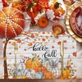 thumbnail image 2 of Fall Placemats Set of 6 Autumn Maple Leaves Place Mats Thanksgiving Placemat Orange Pumpkin Hello Fall Wood Table Mats for Dining Kitchen Table Holiday Dinner Party Home Fall Decorations 13x19 Inch, 2 of 8