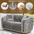 thumbnail image 4 of Wiilayok 62.6" Velvet Button Tufted Sofa, Mid-Century Classic Chesterfield Sofa Couch with Thick Backrest,Gold Stainless 2 Love Seat Couches for Living Room,Gray, 4 of 6