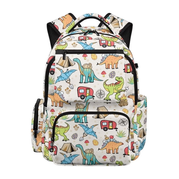 KUIFORTI Print Dinosaur Boys Backpack Kids School Bag Durable Polyester with Adjustable Straps Multiple Organizer Pockets for Middle