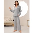 thumbnail image 3 of U2SKIIN Women Button Up Pajama Sets,Long Sleeve Sleepwear knit Lounge Pjs,(Light Grey Mel,S), 3 of 5