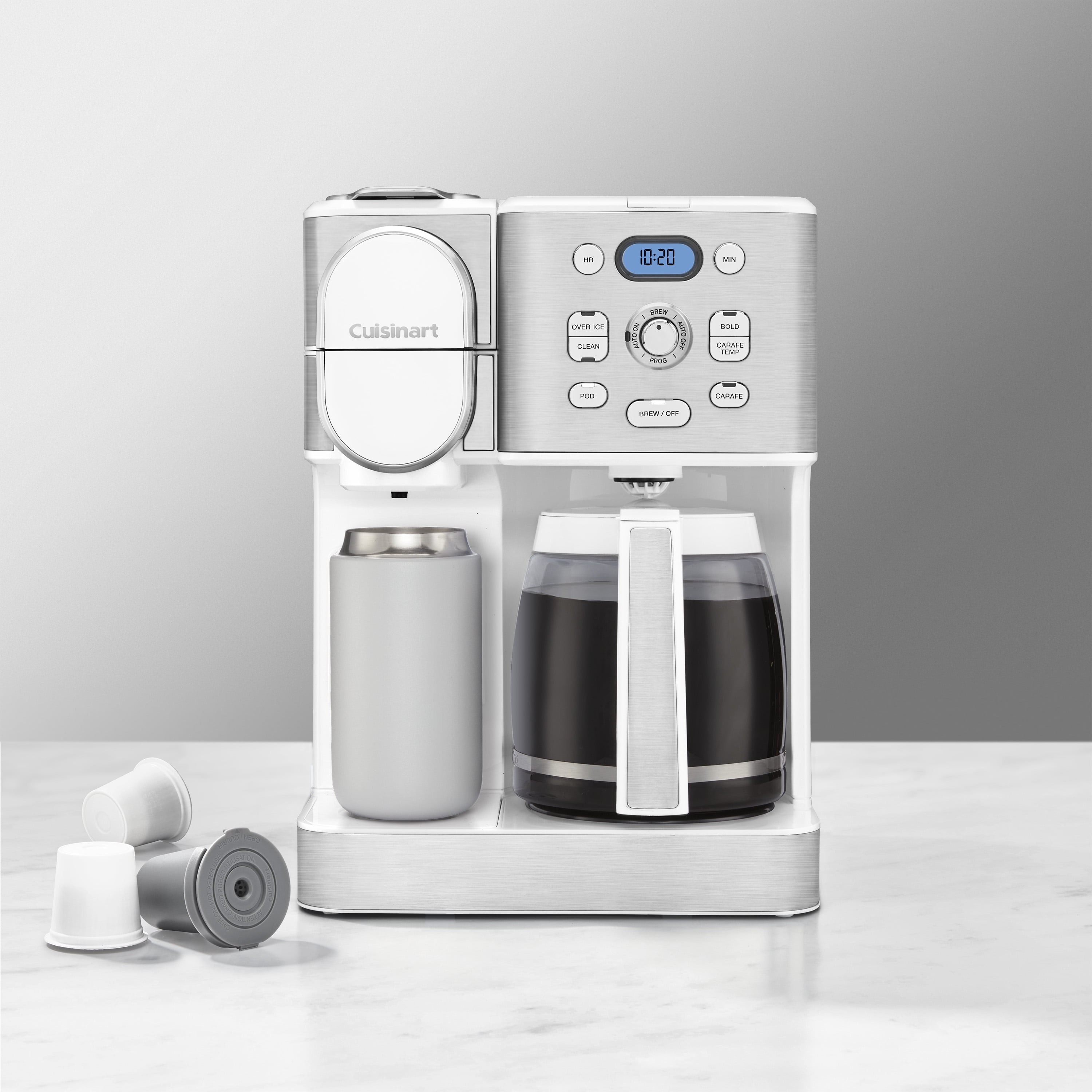 Cuisinart SS-16W ステンレススチールコーヒーメーカー (ホワイト) - 25%高速抽出 コンボコーヒーセンター リッチコーヒーセット ステンレススチールタンブラー Cuisinart Coffee Maker, 12-Cup Glass Carafe, Automatic Hot ＆ Iced
