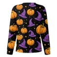 thumbnail image 3 of WTOBBY Halloween Themed Women's Workwear Jacket Tops with Long Sleeve Standing Collar Single Breasted Design - Casual Fashion Jacket for Nurses and Daily Professional Wear,Purple 5XL, 3 of 5