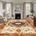 thumbnail image 2 of Boho Leaf Large Area Rugs for Bedroom Living Room, Soft Non Slip Carpet Bedside Rug, Orange Rustic Tribal Patterns Ethnic Bohemian Rectangular Floor Cover Kitchen Accent Rug 5'x8' for Office, 2 of 9