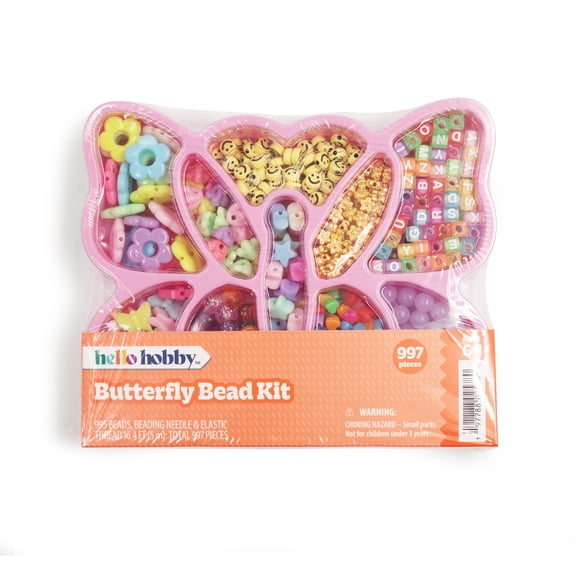 Hello Hobby Deluxe Butterfly Jewelry Making Bead Kit, Bracelet Craft Set for Kids