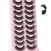 Newcally Russian Strip Lashes 18MM Long Thick False Eyelashes Dramatic D Curl Fake Eye Lashes Pack 10 Pairs Full Fluffy Crossed Faux Mink Eyelashes Reusable Soft Look like Lashes Extension 10 Pairs