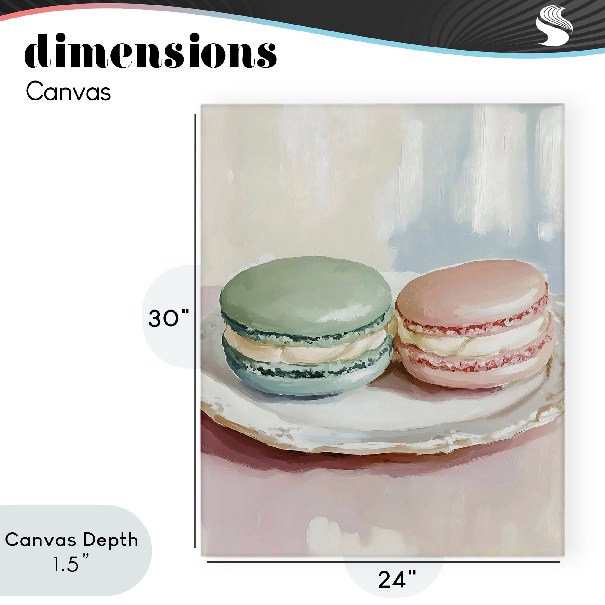 Stupell Industries Pastel Macarons on Plate Canvas Wall Art, design by The Prints Vibe