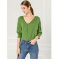 thumbnail image 3 of Allegra K Camiseta Holgada Informal Con Manga De Murciélago Y Cuello En V Para Mujer Verde L Unique Bargains Camisa, 3 of 6