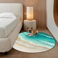 thumbnail image 2 of Turquoise Ombre Oceans Round Area Rug 3.3Ft Washable Circle Rugs for Dining Room Table, Watercolor Summer Coastal Beach Waves Non-Slip Carpet Floor Mats Indoor Outdoor Carpet Runner Home Decor, 2 of 8