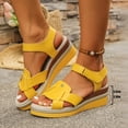 thumbnail image 2 of Dakaela Fashion Summer Sandals for Women Orthopedic Wedge Platform Walking Shoes Arch Support Beach Dressy Slip on Espadrille Yellow 6.5, 2 of 8