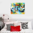 thumbnail image 5 of JEUXUS  Pictures for Living Room Wall Decoration-Large Modern Abstract Canvas Wall Art-Colorful Wall Art-Teal And Blue Line Art - Graffiti Paintings for Bedroom-Office Wall Decor  20x16in, 5 of 6