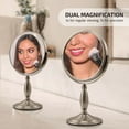 thumbnail image 6 of OVENTE 8'' Tabletop Makeup Mirror with 1X/7X Magnification, 360° Swivel Design and Double-Sided Free-Standing Vanity Mirror Perfect for Dresser, Bedroom and Office Desk, Nickel Brushed MNLAT80BR1X7X, 6 of 9