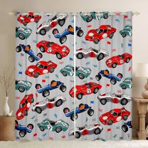 jejeloiu Colorful Racing Car Black Out Curtains,Extreme Sport Theme Curtains Pack of 2 (42x63 Each),Red Blue Gray Bedroom Curtains For Boys Kids,Luxury Bedroom Decor
