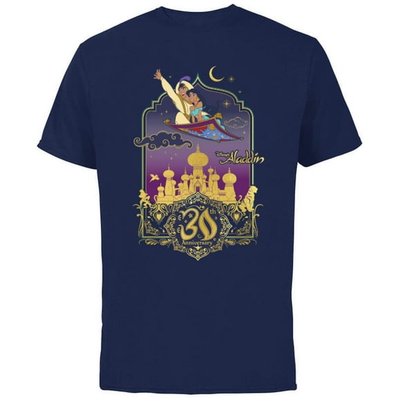 Disney Aladdin Jasmine Magic Carpet Ride 30th Anniversary - Short Sleeve Cotton T-Shirt for Adults - Customized-Navy