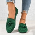 thumbnail image 2 of Suede Loafers Sneakers for Women Memory Foam Tassel Slip on Shoes Lightweight Non Slip Fashion Dress Footwear Green Size 6.5, 2 of 6
