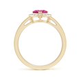 thumbnail image 2 of ANGARA Natural Pink Sapphire Halo Ring with Diamond Accents in 14K Yellow Gold for Women (Size-6mm) | September Birthstone, Anniversary, Jewelry Gift for Women | Natural Pink Sapphire Ring, 2 of 9