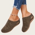 thumbnail image 4 of Wide Feet Heels Distressed Faux Leather Clogs Mules Closed Toe Wedge Heel Rubber Sole Slippers, 4 of 7