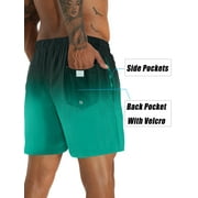 APTRO Mens Swim Trunks With 2 in 1 Compression Liner 5.5Board Shorts Quick Dry Swimming Bathing Suit Summer Beach Shorts Gradient Green MK183
