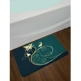 thumbnail image 2 of Floral Bath Mat, Classic Ornamental Swirled Flower Beauty with Curved Petals Design, Non-Slip Plush Mat Bathroom Kitchen Laundry Room Decor, 29.5 X 17.5 Inches, Dark Blue Gold Petrol Blue, Ambesonne, 2 of 2