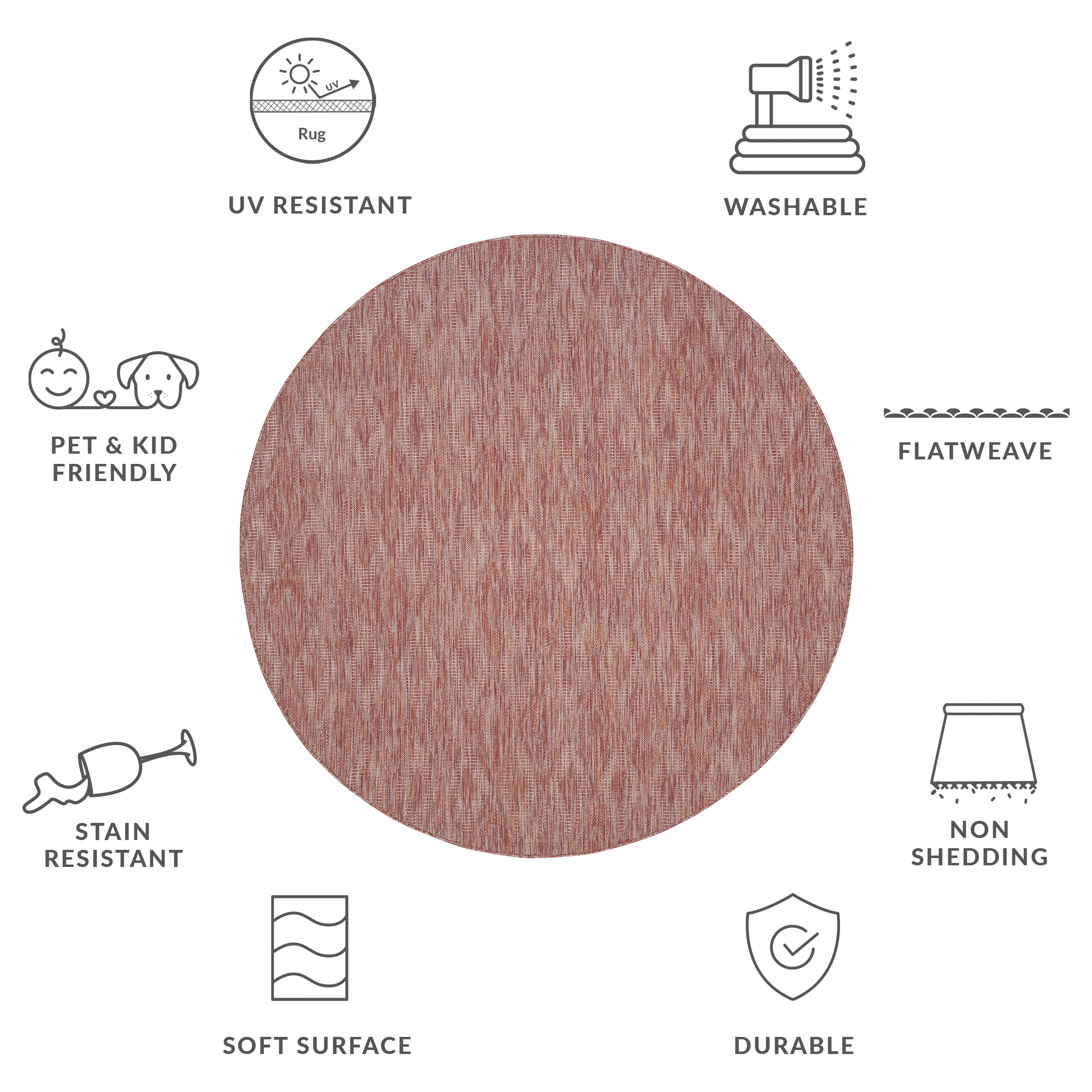 Safavieh Courtyard Teodor Geometric Indoor/Outdoor Area Rug, Red, 6'7" x 6'7" Round