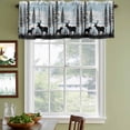 thumbnail image 3 of Deer Bear Curtain Valances for Windows, Kitchen Valance Window Treatments Panel 2 Pack, Retro Farmhouse Trees Forest Wooden Grain Rod Pocket Short Curtains for Bathroom Bedroom 42 x 18 Inch, 3 of 8