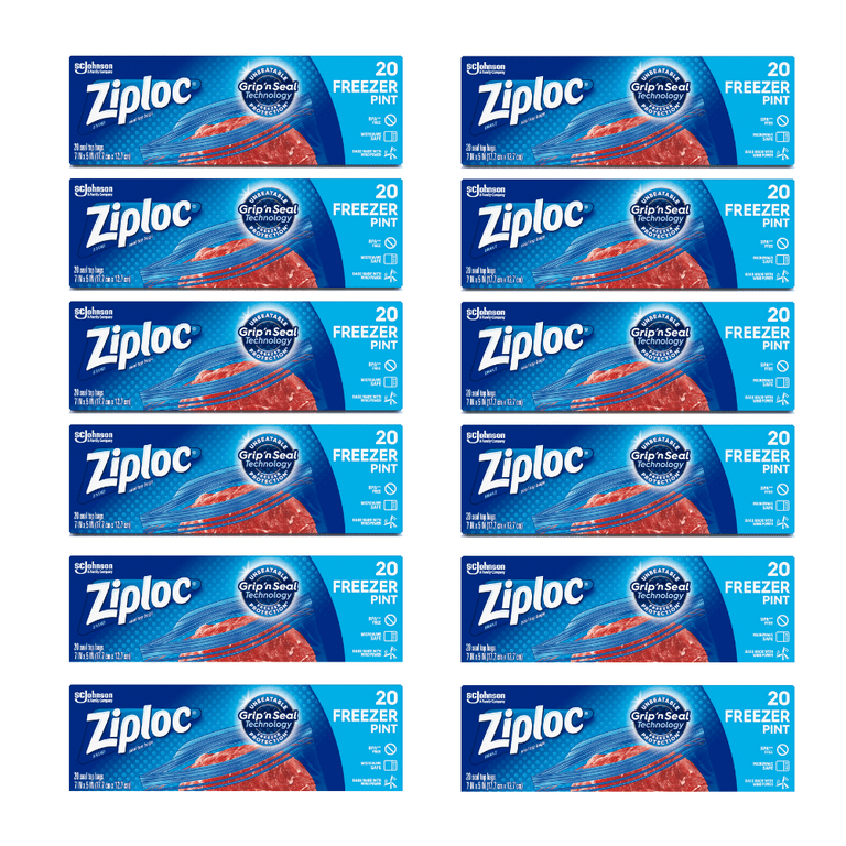 Ziploc Freezer Bag, Pint, 20-Count (Pack of 12)