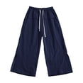 thumbnail image 5 of Fashion Lounge Pants Women Petite Plus Size Solid Color Casual Trousers Elastic Waist Pants Long Pants With Pockets, 5 of 5