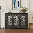 thumbnail image 2 of CQSXDA 49.33" x 15.55" Sideboard Buffet Cabinet 3 Mirrored Doors And Adjustable Shelves For Dining And Bedroom Storage, Dark Brown, 2 of 14