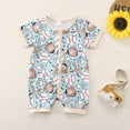 thumbnail image 2 of Girls Romper Baby Girls Summer Baseball Themed Print Short Sleeve Romper One Piece Pajama Breathable Soft Toddler Romper Blue 12 Months-18 Months, 2 of 7