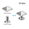 thumbnail image 3 of Unique Bargains 50 Ensembles Rivet Pointe 7mm Pyramide Rivet Rapide Clous Piques Carrées Ton Argent, 3 of 5