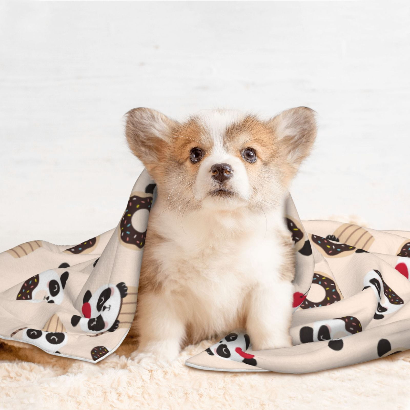 Naloa Panda Ice Creams Donuts Dog Blanket, 3 Sizes Cat Blanket for Indoor Cats Large Medium Small Dog Gifts-