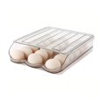thumbnail image 1 of Contenedor de almacenamiento de huevos enrollable automáticamente de 1 capa, organizador de huevos de gran capacidad para refrigerador con tapa como se muestra, como se muestra, 1 of 5