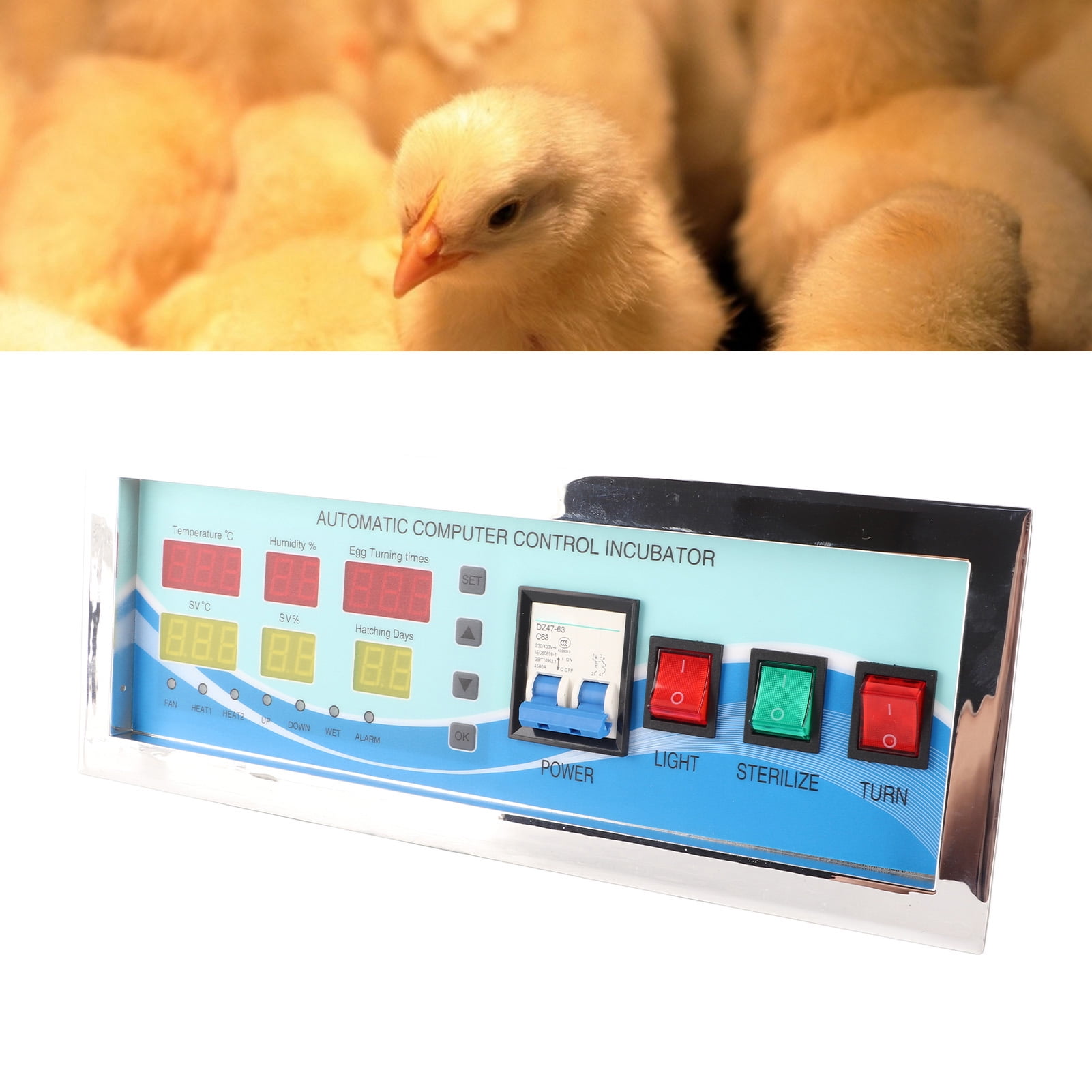 YAHHU XM-18G Poultry Egg Incubator System Automatic Temperature Humidity Sensor for Chicken Goose Duck, Smart Digital Display Controller 220V 15.75 inches