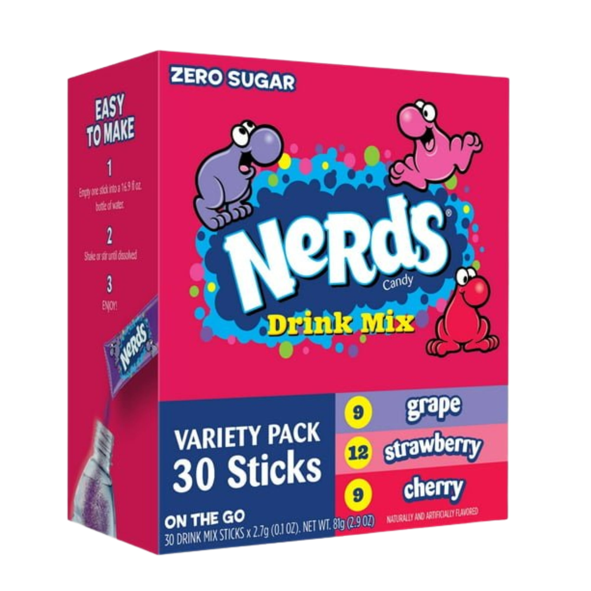Nerds Variety Pack Singles To Go Powder Drink Mix Zero Sugar, Low