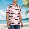 thumbnail image 3 of Gaeub pink fish hearts Print Men's Hawaiian Shirt,Button Down Short Sleeves Shirts,Tropical Beach Casual Button Down Shirts,Large, 3 of 7