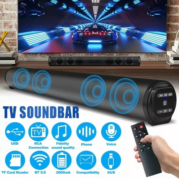 Bluetooth 5.0 Wireless TV Soundbar 4 Speaker Subwoofer for Home Theater & Remote