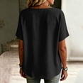 thumbnail image 5 of Stamzod Shackets for Women Casual V Neck Button Down Shirt Tops Summer Beach Short Sleeve Shacket Black B L, 5 of 7