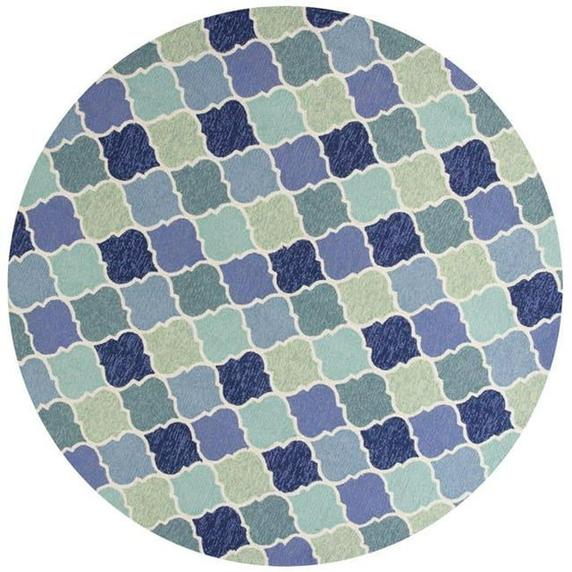 HomeRoots 354130 7 ft. 6 in. Round UV-Treated Polypropylene Blue Area Rug