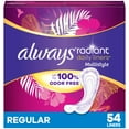 thumbnail image 1 of Always Radiant Daily Multistyle Liners Regular, Unscented, Up to 100% Odor-free 54 count, 1 of 13