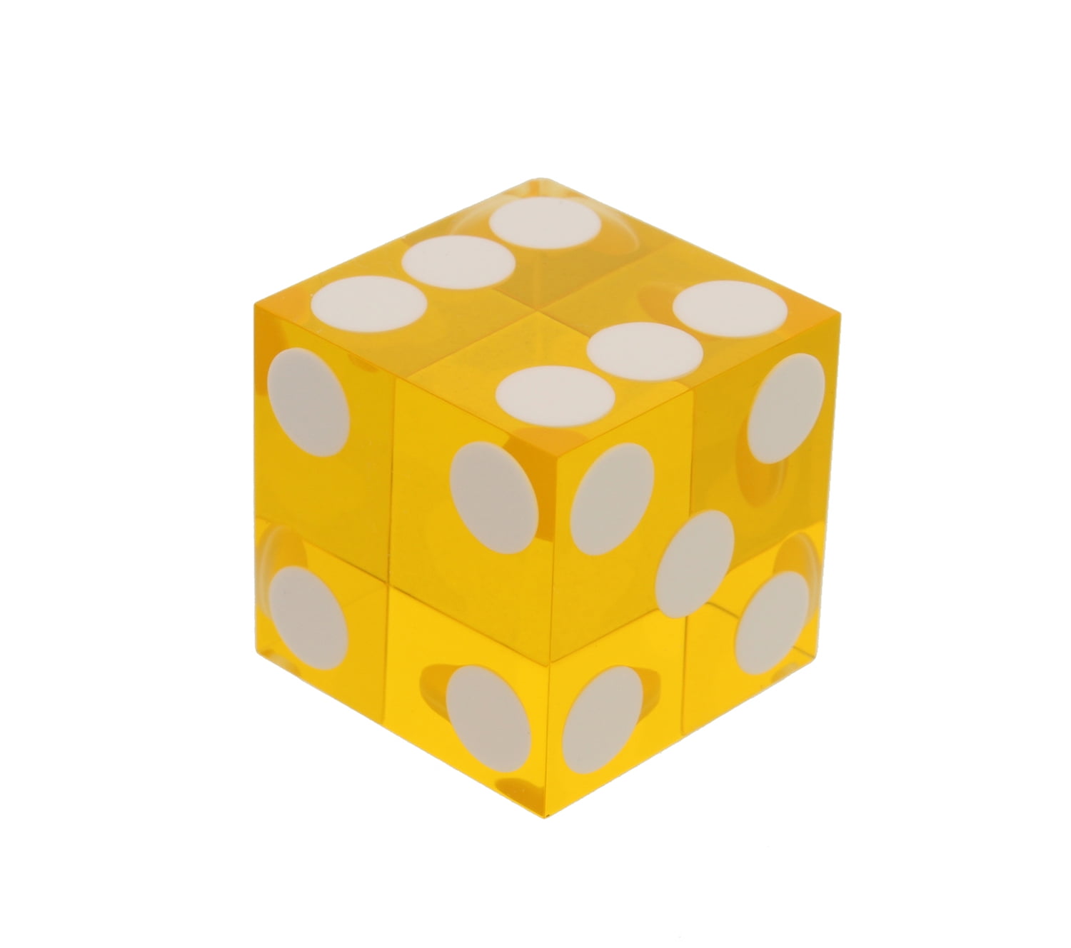 FUZZY LUCKY DICE ON YELLOW COLLECTOR MARBLE 