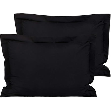100% Egyptian Cotton Sateen Weave-Luxurious 600 Thread Count Pillow Shams | Set of 2 | Euro Size 26" x 26"(Inches) Black Solid.