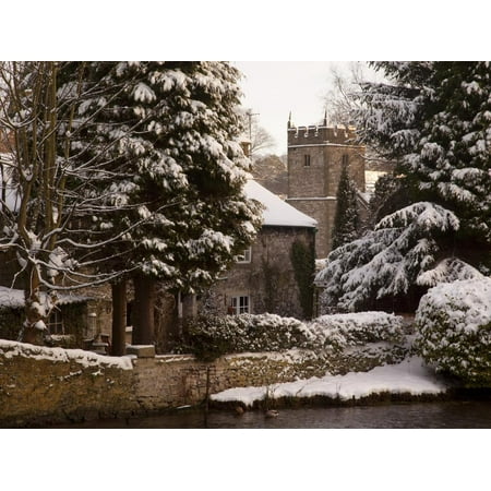 Cottage and Church, Ashford in the Water, Derbyshire, England, United Kingdom, Europe Print Wall Art By Frank