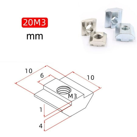 

T-Nut M3//M5/M6 Sliding Tee Nut Plain Carbon Steel Extrusion 20 Series