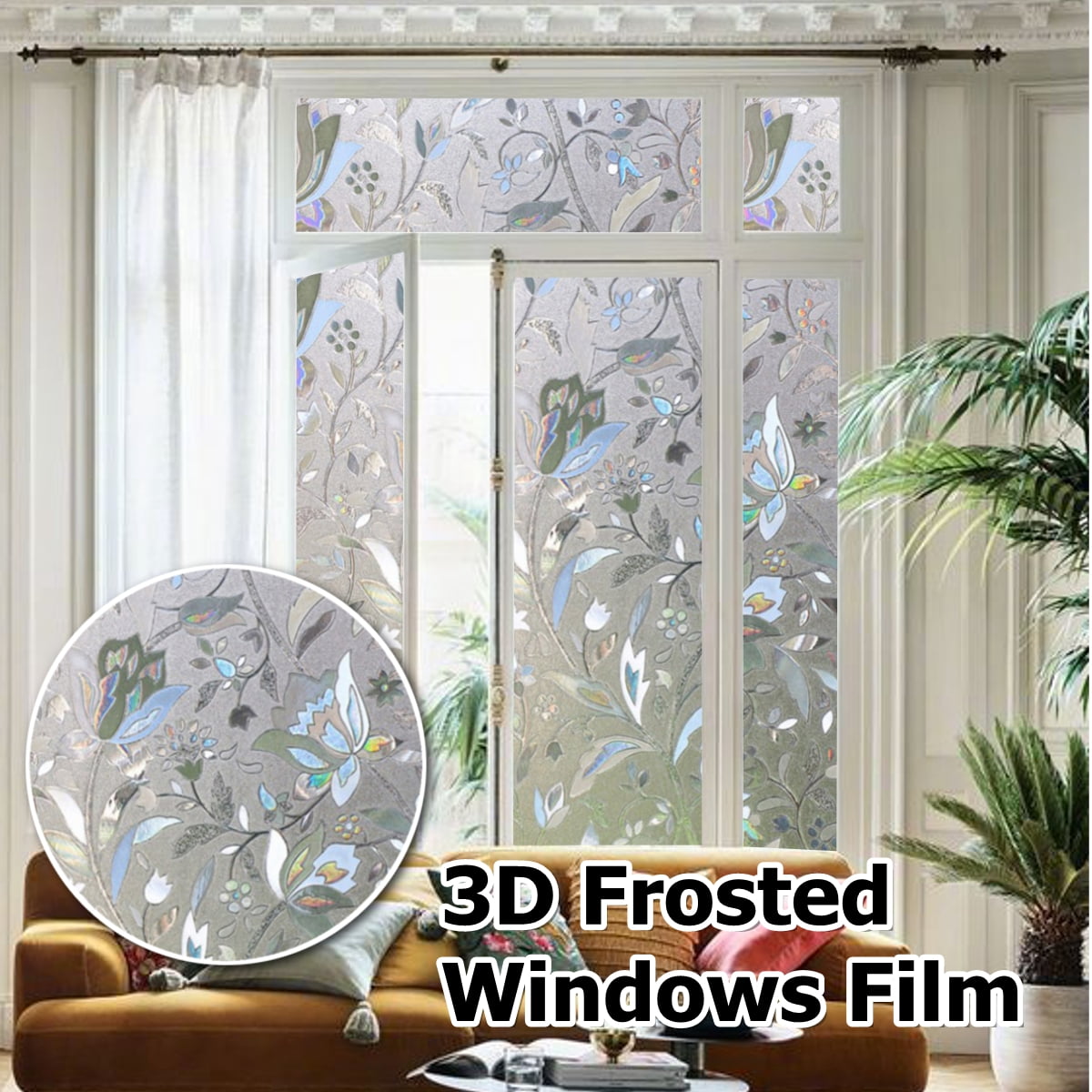 3D Static Cling Cover Frosted Window Glass Film Sticker Privacy Home Decor US 