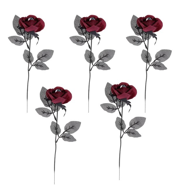 WRITWAA 5Pcs Realistic Artificial Flowers Simulation Rose Iron Trick Playing for Bar Decoration