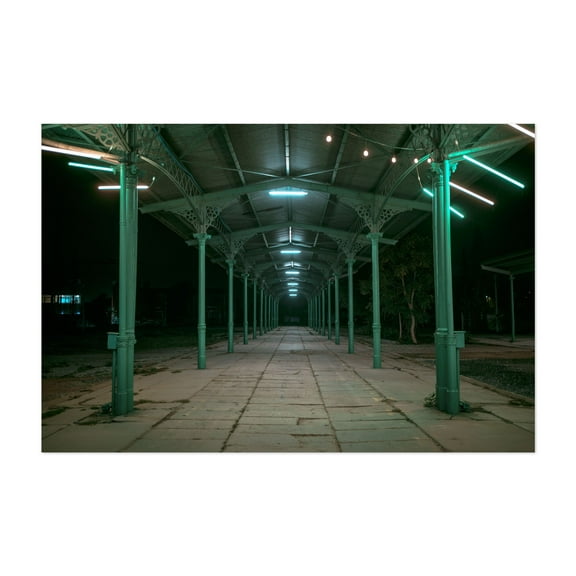 Night at Dworzec Świebodzki - Wrocław Dolnośląskie Poland Photography Unframed Wall Art Print 5 x 7 inches