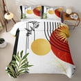 thumbnail image 2 of Castle Fairy Abstract Golden Botanical Quilt Full 3-Piece,Mid Century Sun Arc Graphic Full Bedspread Sets,Red Emerald Black,1 Coverlet and 2 Pillowcases, 2 of 7