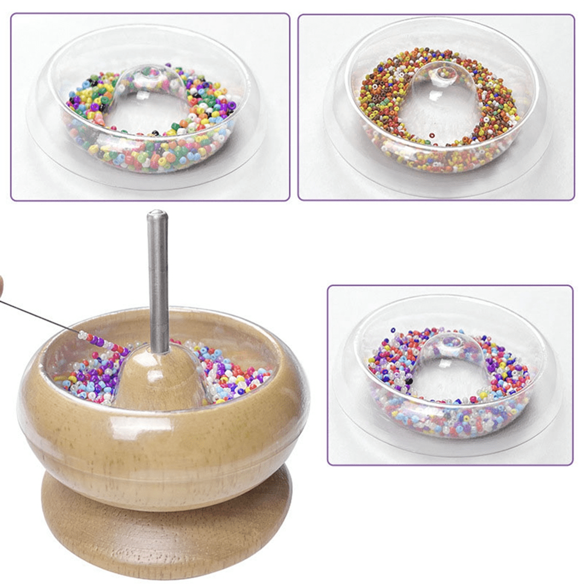 Bead Spinner,Seed Beads Kit with 5 Pcs Quick Changed Trays,Beading Needles for Jewelry Making
