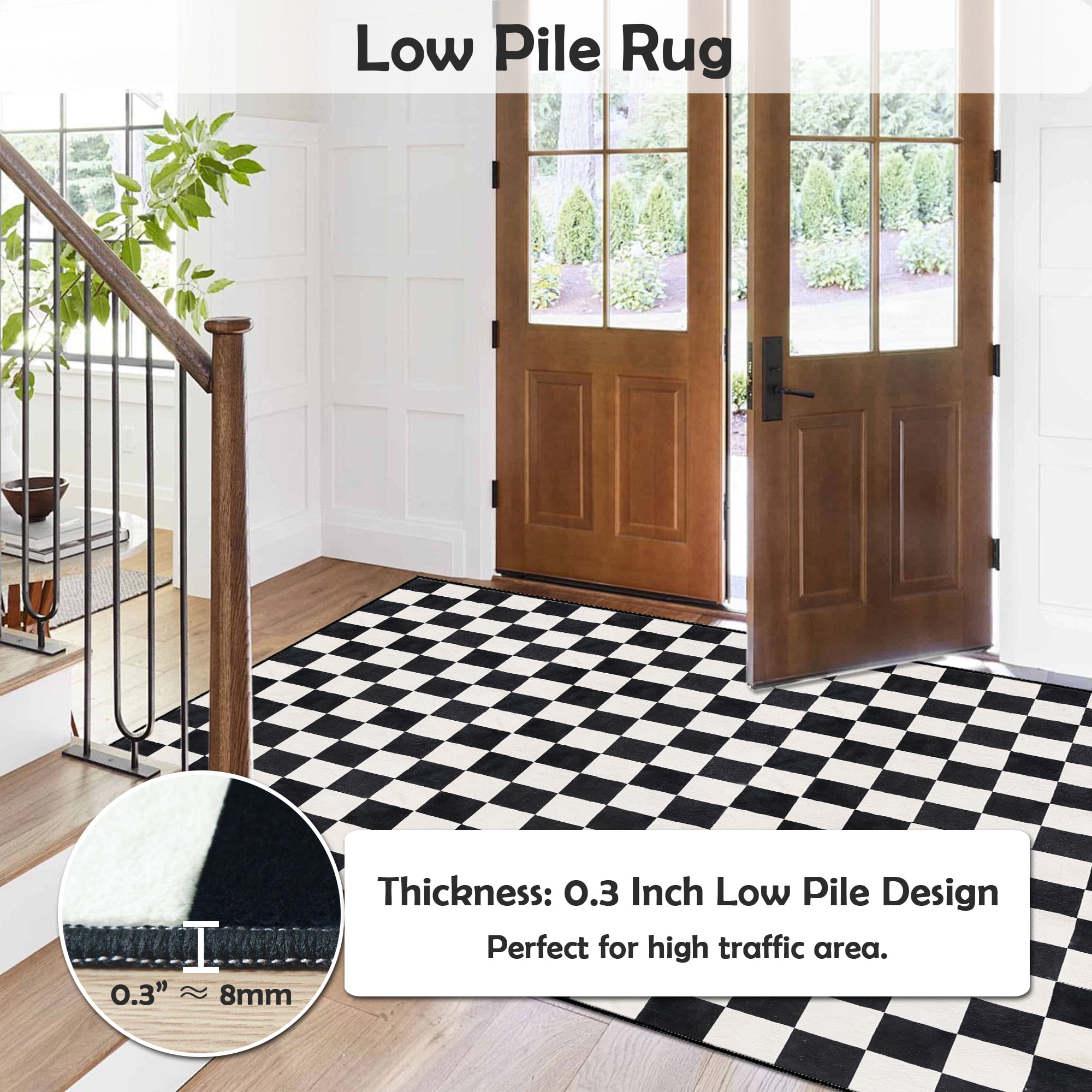Artnice 5x7 Checkered Rug, Black and White Rugs for Living Room, Washable Area Rugs Non Slip Soft Carpets Floor Mats for Home Decor